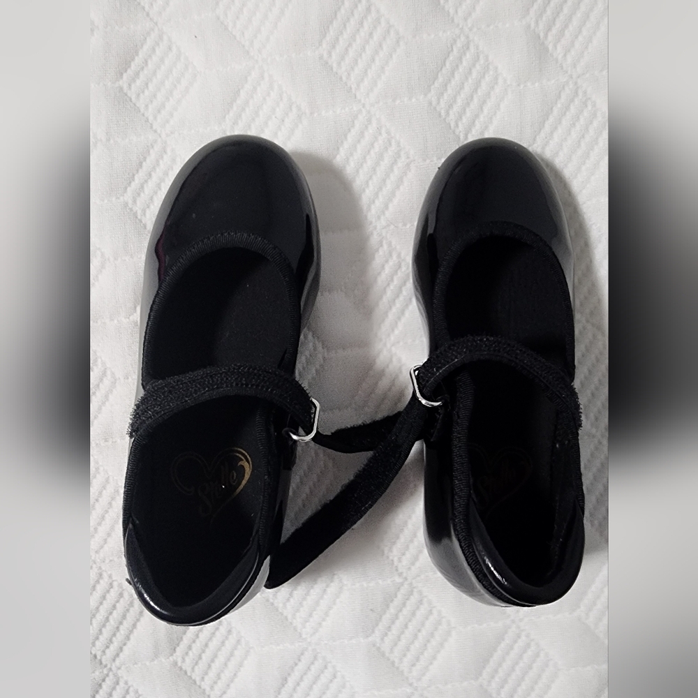 Black Patent Mary Jane Tap Shoes with Velcro Strap